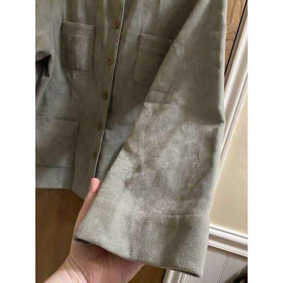 Vintage Norton Studio Women's Button Jacket Sz 16 Mint Green Pockets Mock Neck - Picture 9 of 16